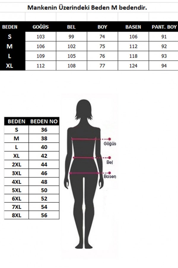 Moda Çizgi Kadın %100 Pamuk 3'lü Sabahlık Pijama Takım 16101