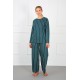Moda Çizgi Kadın %100 Pamuk Büyük Beden Pijama Takım 202168