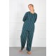 Moda Çizgi Kadın %100 Pamuk Büyük Beden Pijama Takım 202168