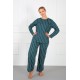 Moda Çizgi Kadın %100 Pamuk Büyük Beden Pijama Takım 202168