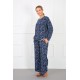 Moda Çizgi Kadın %100 Pamuk Büyük Beden Pijama Takım 202172