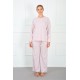 Moda Çizgi Kadın %100 Pamuk Büyük Beden Pijama Takım 202173