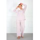 Moda Çizgi Kadın %100 Pamuk Büyük Beden Pijama Takım 202173