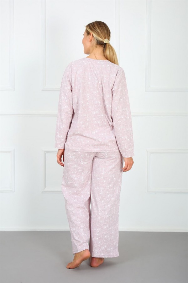 Moda Çizgi Kadın %100 Pamuk Büyük Beden Pijama Takım 202173