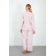Moda Çizgi Kadın %100 Pamuk Büyük Beden Pijama Takım 202173