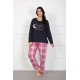 Moda Çizgi Kadın %100 Pamuk Büyük Beden Pijama Takım 202175