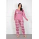 Moda Çizgi Kadın %100 Pamuk Büyük Beden Pijama Takım 202176