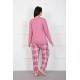 Moda Çizgi Kadın %100 Pamuk Büyük Beden Pijama Takım 202176