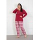 Moda Çizgi Kadın %100 Pamuk Büyük Beden Pijama Takım 202177