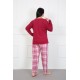 Moda Çizgi Kadın %100 Pamuk Büyük Beden Pijama Takım 202177