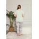Moda Çizgi Kadın %100 Pamuk Cepli Kısa Kol Büyük Beden Pijama Takım 202071