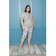 Moda Çizgi Kadın %100 Pamuk Kapri Büyük Beden Pijama Takım 202162