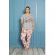 Moda Çizgi Kadın %100 Pamuk Kısa Kol Büyük Beden Pijama Takım 202154