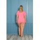 Moda Çizgi Kadın %100 Pamuk Kısa Kol Büyük Beden Pijama Takım 202156
