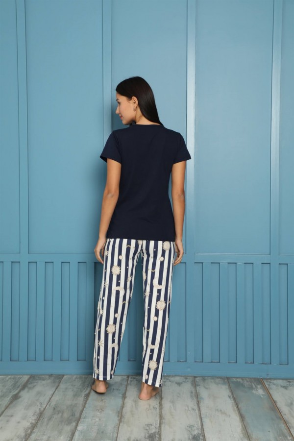 Moda Çizgi Kadın Penye Pijama