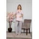 Moda Çizgi Kadın %100 Pamuklu Hamile Pijama Takımı 4505