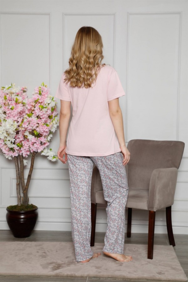 Moda Çizgi Kadın %100 Pamuklu Hamile Pijama Takımı 4505