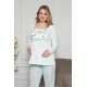 Moda Çizgi Kadın %100 Pamuklu Hamile Pijama Takımı 4516