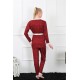 Moda Çizgi Kadın 3'lü Bordo Sabahlık Pijama Takım 16103