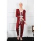 Moda Çizgi Kadın 3'lü Bordo Sabahlık Pijama Takım 16103