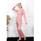 Moda Çizgi Kadın 3'lü Gül Kurusu Sabahlık Pijama Takım 16103