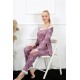 Moda Çizgi Kadın 3'lü Lila Sabahlık Pijama Takım 16103
