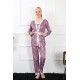 Moda Çizgi Kadın 3'lü Lila Sabahlık Pijama Takım 16103