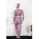 Moda Çizgi Kadın 3'lü Lila Sabahlık Pijama Takım 16103