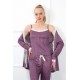Moda Çizgi Kadın 3'lü Mürdüm Sabahlık Pijama Takım 16103