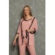 Moda Çizgi Kadın 3'lü Sabahlık Pijama Takım 20598