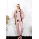 Moda Çizgi Kadın 3'lü Somon Sabahlık Pijama Takım 16103