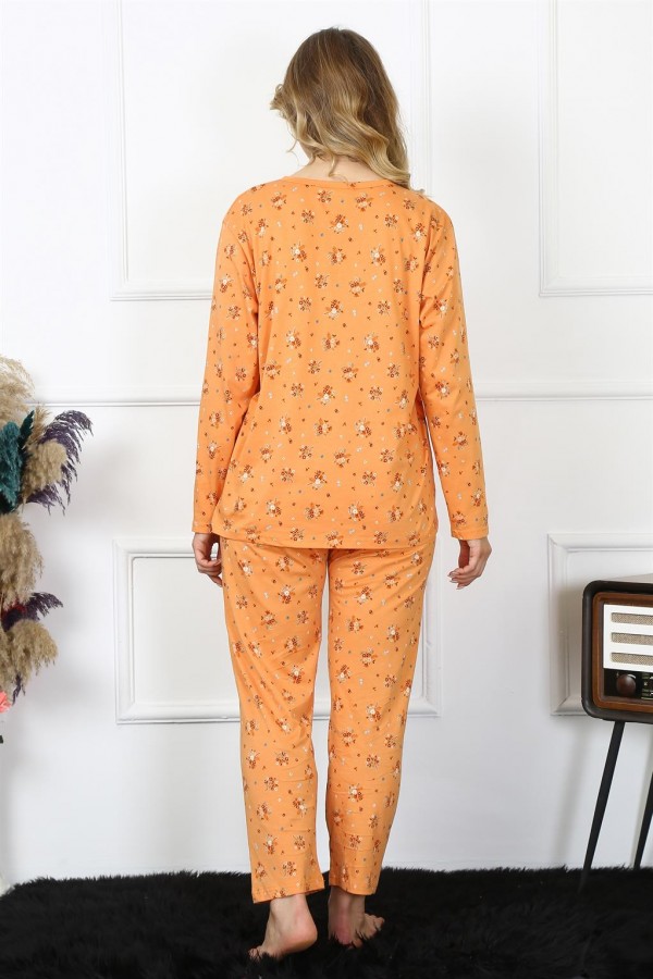 Moda Çizgi Kadın 4XL-5XL-6XL-7XL-8XL Büyük Beden Uzun Kol Pijama Takım 75014