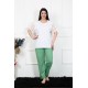 Moda Çizgi Kadın 5XL-6XL-7XL-8XL Büyük Beden Kısa Kol Pijama Takım 75001