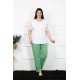 Moda Çizgi Kadın 5XL-6XL-7XL-8XL Büyük Beden Kısa Kol Pijama Takım 75001