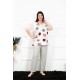 Moda Çizgi Kadın 5XL-6XL-7XL-8XL Büyük Beden Kısa Kol Pijama Takım 75002