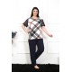 Moda Çizgi Kadın 5XL-6XL-7XL-8XL Büyük Beden Kısa Kol Pijama Takım 75003