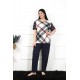 Moda Çizgi Kadın 5XL-6XL-7XL-8XL Büyük Beden Kısa Kol Pijama Takım 75003