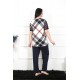 Moda Çizgi Kadın 5XL-6XL-7XL-8XL Büyük Beden Kısa Kol Pijama Takım 75003