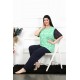Moda Çizgi Kadın 5XL-6XL-7XL-8XL Büyük Beden Kısa Kol Pijama Takım 75004