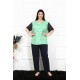 Moda Çizgi Kadın 5XL-6XL-7XL-8XL Büyük Beden Kısa Kol Pijama Takım 75004
