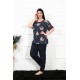 Moda Çizgi Kadın 5XL-6XL-7XL-8XL Büyük Beden Kısa Kol Pijama Takım 75005