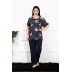 Moda Çizgi Kadın 5XL-6XL-7XL-8XL Büyük Beden Kısa Kol Pijama Takım 75005