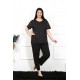 Moda Çizgi Kadın 5XL-6XL-7XL-8XL Büyük Beden Kısa Kol Pijama Takım 75006