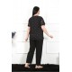 Moda Çizgi Kadın 5XL-6XL-7XL-8XL Büyük Beden Kısa Kol Pijama Takım 75006