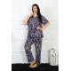 Moda Çizgi Kadın 5XL-6XL-7XL-8XL Büyük Beden Kısa Kol Pijama Takım 75008