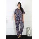 Moda Çizgi Kadın 5XL-6XL-7XL-8XL Büyük Beden Kısa Kol Pijama Takım 75008