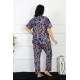 Moda Çizgi Kadın 5XL-6XL-7XL-8XL Büyük Beden Kısa Kol Pijama Takım 75008