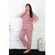 Moda Çizgi Kadın 5XL-6XL-7XL-8XL Büyük Beden Kısa Kol Pijama Takım 75009