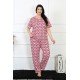 Moda Çizgi Kadın 5XL-6XL-7XL-8XL Büyük Beden Kısa Kol Pijama Takım 75009