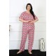 Moda Çizgi Kadın 5XL-6XL-7XL-8XL Büyük Beden Kısa Kol Pijama Takım 75009